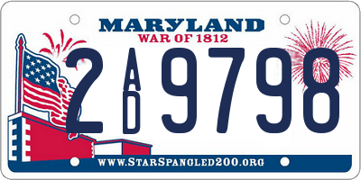 MD license plate 2AD9798