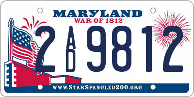MD license plate 2AD9812