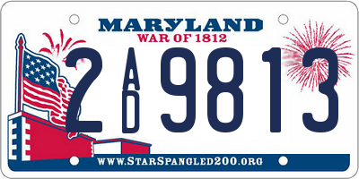 MD license plate 2AD9813