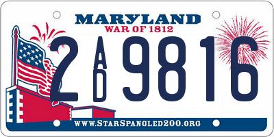 MD license plate 2AD9816