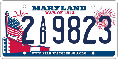 MD license plate 2AD9823