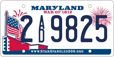 MD license plate 2AD9825
