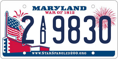 MD license plate 2AD9830