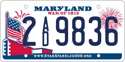 MD license plate 2AD9836