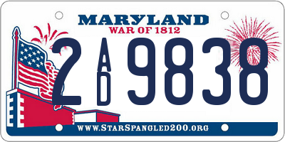 MD license plate 2AD9838