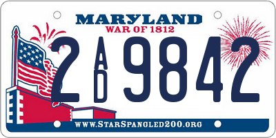 MD license plate 2AD9842