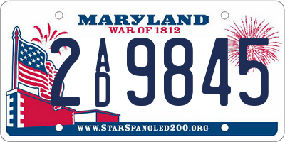MD license plate 2AD9845