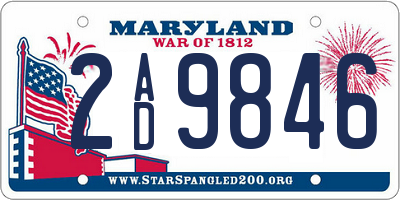 MD license plate 2AD9846