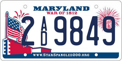 MD license plate 2AD9849
