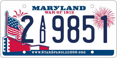 MD license plate 2AD9851