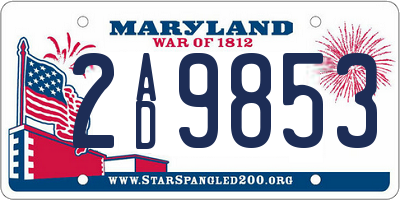 MD license plate 2AD9853