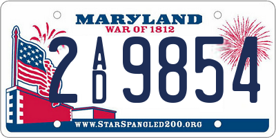 MD license plate 2AD9854