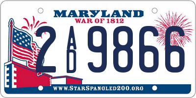 MD license plate 2AD9866