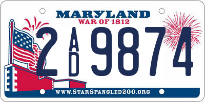 MD license plate 2AD9874