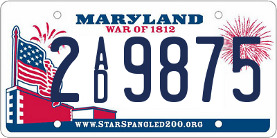 MD license plate 2AD9875