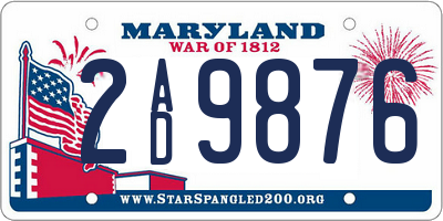MD license plate 2AD9876