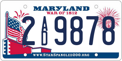 MD license plate 2AD9878