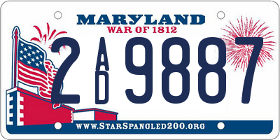MD license plate 2AD9887