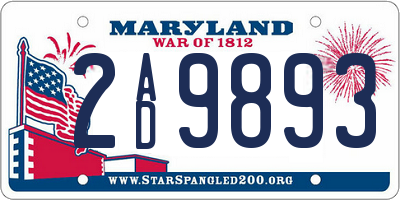 MD license plate 2AD9893