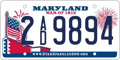 MD license plate 2AD9894