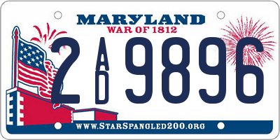 MD license plate 2AD9896