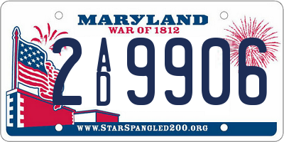MD license plate 2AD9906