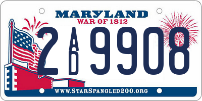 MD license plate 2AD9908