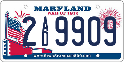 MD license plate 2AD9909