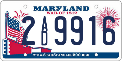 MD license plate 2AD9916