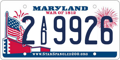 MD license plate 2AD9926