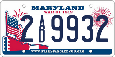 MD license plate 2AD9932