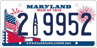 MD license plate 2AD9952