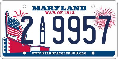 MD license plate 2AD9957