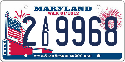 MD license plate 2AD9968