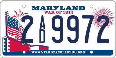 MD license plate 2AD9972