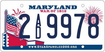 MD license plate 2AD9978