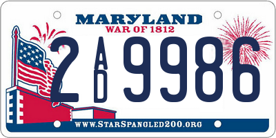 MD license plate 2AD9986