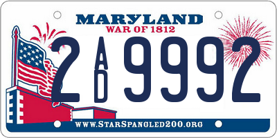 MD license plate 2AD9992