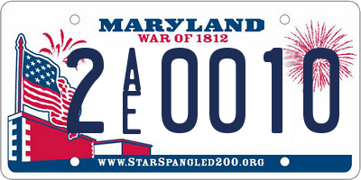 MD license plate 2AE0010