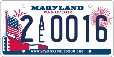 MD license plate 2AE0016