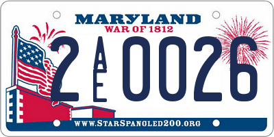 MD license plate 2AE0026
