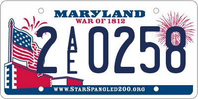 MD license plate 2AE0258