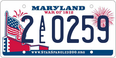 MD license plate 2AE0259