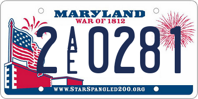 MD license plate 2AE0281