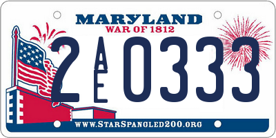 MD license plate 2AE0333