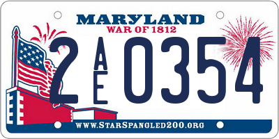 MD license plate 2AE0354
