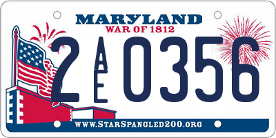MD license plate 2AE0356