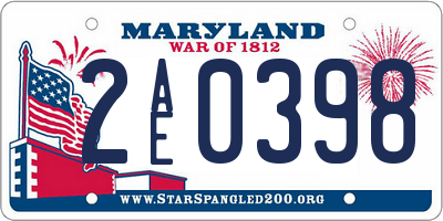 MD license plate 2AE0398