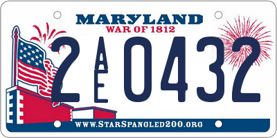 MD license plate 2AE0432