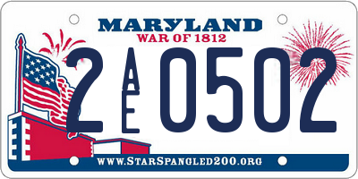 MD license plate 2AE0502